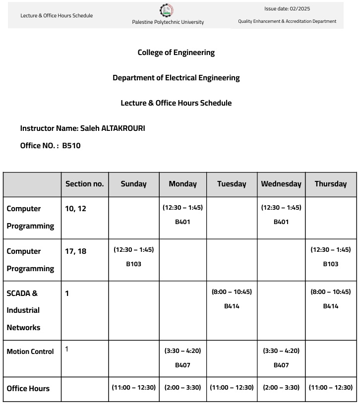 Timetable
